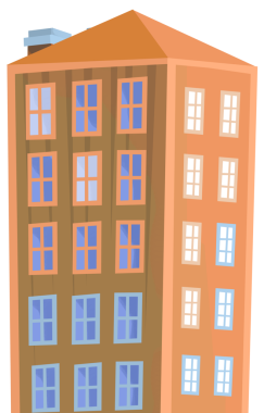 Modern gökdelenli karikatür sahnesi çocuklar için beyaz arkaplan resimlerine izole edilmiş