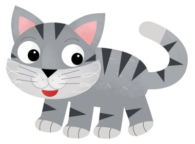 Çizgi film mutlu çiftlik ya da şehir kedisi çocuklar için izole edilmiş bir illüstrasyon.