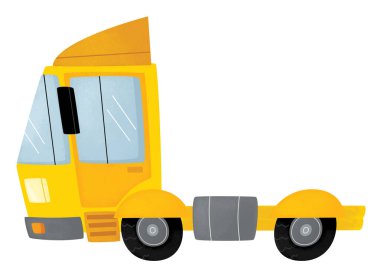 komik karikatür şehir çekici ya da ağır yük kamyonu nakliyesi çocuklar için izole edilmiş çizimler