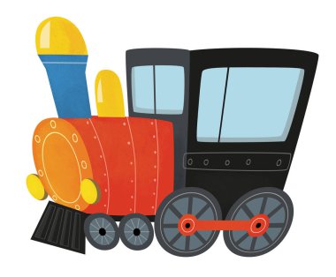 Cartoon funny looking steam train locomotive vehicle transportation isolated on white background illustration for children clipart