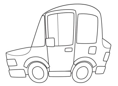 karikatür şehri aile arabası sedan taşıma aracı boyama sayfası çizim defteri çocuklar için izole illüstrasyon