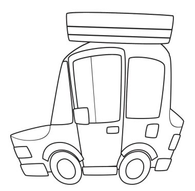 karikatür şehri aile arabası sedan taşıma aracı boyama sayfası çizim defteri çocuklar için izole illüstrasyon