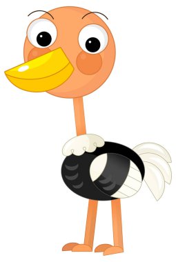 Çizgi filmdeki mutlu egzotik hayvan devekuşu safarisi çocuklar için izole edilmiş.