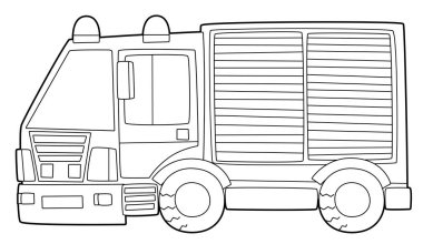Boyama sayfası itfaiyecisi itfaiye arabası boyama sayfası çocuklar için izole illüstrasyon