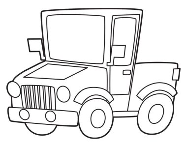 off road polis aracı boyama sayfası çocuklar için izole bir illüstrasyon