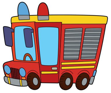 Boyama sayfası itfaiyecisi itfaiye arabası boyama sayfası çocuklar için izole illüstrasyon