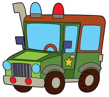 off road polis aracı boyama sayfası çocuklar için izole illüstrasyon