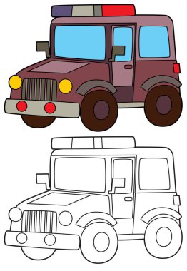 off road polis aracı boyama sayfası çocuklar için izole illüstrasyon