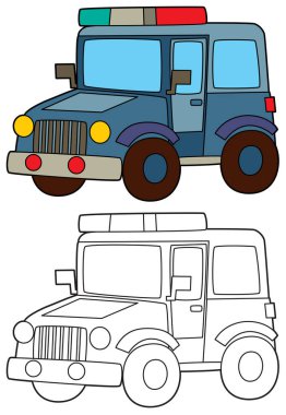 off road polis aracı boyama sayfası çocuklar için izole illüstrasyon