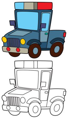 off road polis aracı boyama sayfası çocuklar için izole illüstrasyon