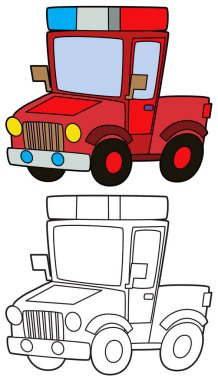 off road polis aracı boyama sayfası çocuklar için izole illüstrasyon