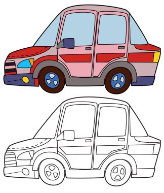 Boyama sayfası polis arabası boyama sayfası çocuklar için izole illüstrasyon