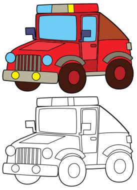 off road polis aracı boyama sayfası çocuklar için izole illüstrasyon