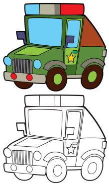 off road polis aracı boyama sayfası çocuklar için izole illüstrasyon