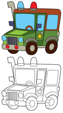 off road polis aracı boyama sayfası çocuklar için izole illüstrasyon