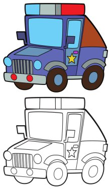 off road polis aracı boyama sayfası çocuklar için izole illüstrasyon