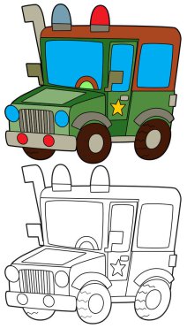 off road polis aracı boyama sayfası çocuklar için izole illüstrasyon