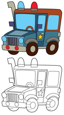 off road polis aracı boyama sayfası çocuklar için izole illüstrasyon