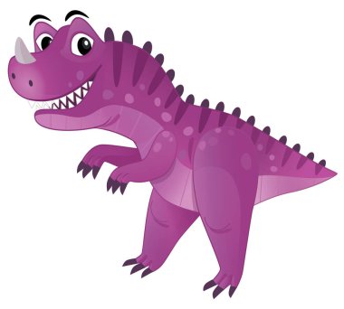 cartoon scene with happy prehistoric animal tyrannosaurus trex velociraptor dino dinosaur smiling and walking isolated on white background illustration for kids clipart