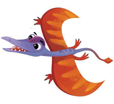 çizgi film mutlu ve komik renkli tarih öncesi dinozor rhamorhynchus çocuklar için izole bir illüstrasyon.