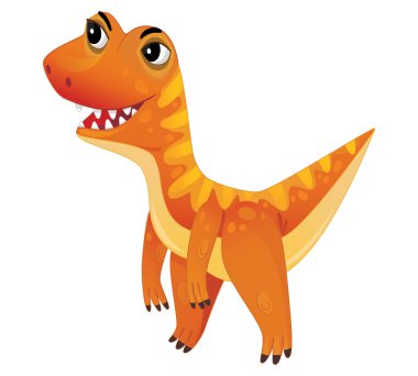 çizgi film mutlu ve komik renkli tarih öncesi dinozor velociraptor çocuklar için izole bir illüstrasyon