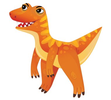 cartoon happy and funny colorful prehistoric dinosaur dino velociraptor isolated illustration for children clipart