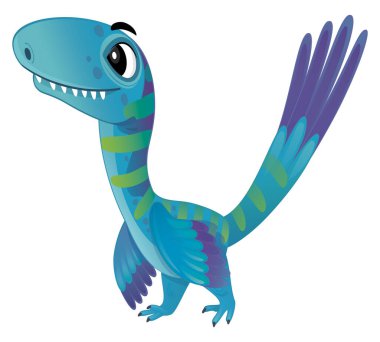 cartoon happy and funny colorful prehistoric dinosaur dino deinonychus isolated illustration for children clipart