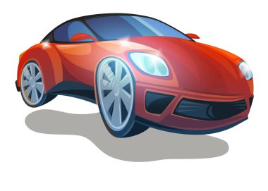 Çocuklar için beyaz arkaplanda çizgi film yarış arabası çizimi