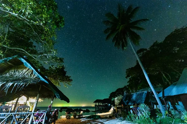 Midnatt Tropisk Himmel Nära Koh Tao Stranden Thailand — Stockfoto
