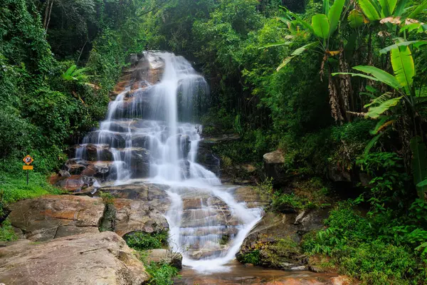 Slow Motion Shot Montha Waterfall Luxuriant Jungle Doi Suthep National Royalty Free Stock Photos