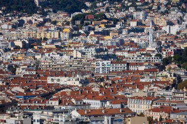 Cote D 'Azur, Fransız Riviera, Fransa' da eski ve güzel bir şehir manzarası.