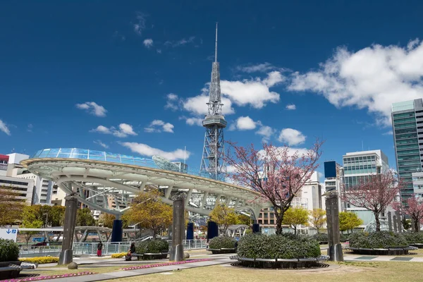 Oasis21 Nagoya Tower Odori Park Con Sakura Rosa Alberi Ciliegio — Foto Stock