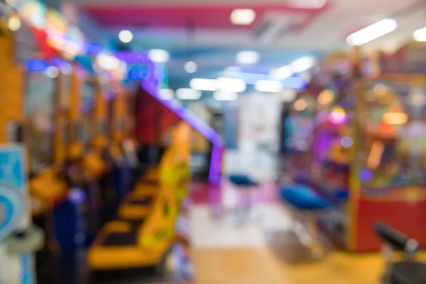 Visión Borrosa Del Centro Juegos Arcade Con Juegos Luz Japón — Foto de Stock