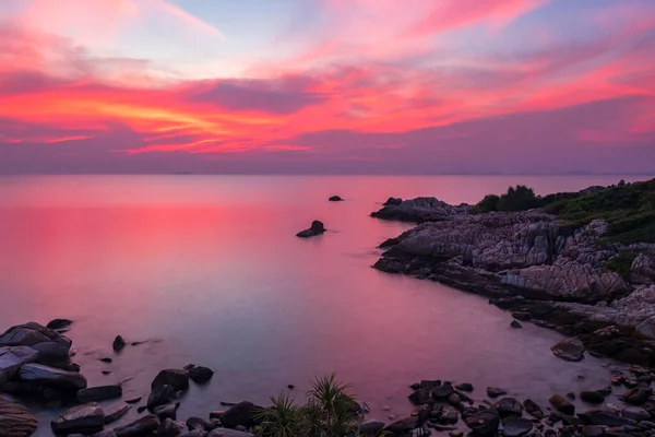 Marinha Aérea Arco Pedra Natural Mar Contra Céu Crepúsculo Rosa — Fotografia de Stock