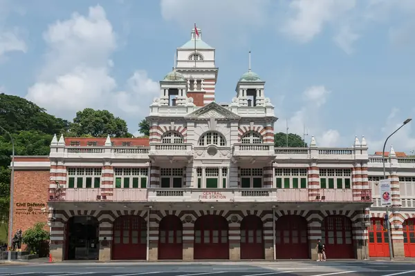 位于新加坡博物馆规划区希尔街的中央消防局或民防处 在富南商场对面 图库照片