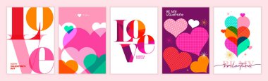 Set of Valentines day greeting cards and banners. Vector illustration concepts for background, greeting card, website and mobile website banner, social media banner, marketing material.
