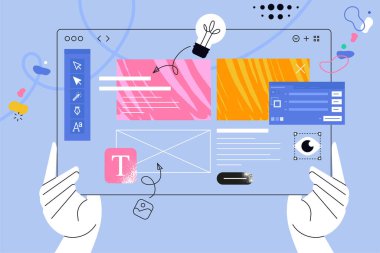 Grafik ve web tasarımının vektör illüstrasyonu. Web afişi, sosyal medya afişi, iş sunumu, pazarlama materyali için yaratıcı konsept.