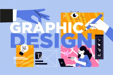 Grafik tasarımının vektör çizimi. Web afişi, sosyal medya afişi, iş sunumu, pazarlama materyali için yaratıcı konsept.