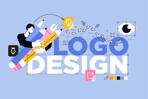ロゴデザインのベクトルイラスト Webバナー ソーシャルメディアバナー ビジネスプレゼンテーション マーケティング素材のための創造的なコンセプト — ストックベクタ