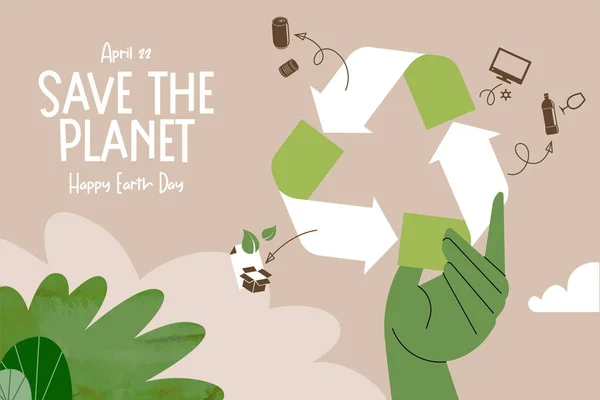 Illustration Jour Terre Ecologie Problèmes Environnementaux Protection Environnement Concept Illustration — Image vectorielle