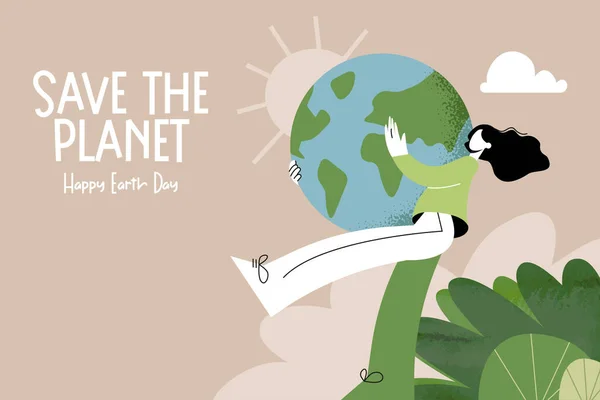 Иллюстрация Дня Земли Экология Экологические Проблемы Защита Окружающей Среды Концепция — стоковый вектор