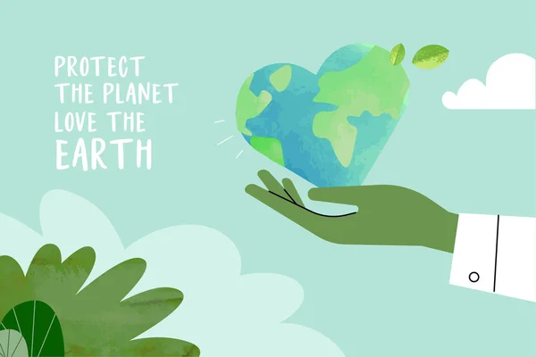 Иллюстрация Дня Земли Экология Экологические Проблемы Защита Окружающей Среды Концепция — стоковый вектор