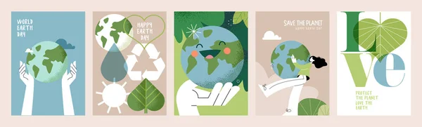 Poster Hari Bumi Ditetapkan Ilustrasi Vektor Untuk Desain Grafis Dan - Stok Vektor