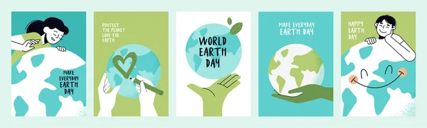 Earth Day Poster Set Vector Illustrations Graphic Web Design Business — Stock Vector