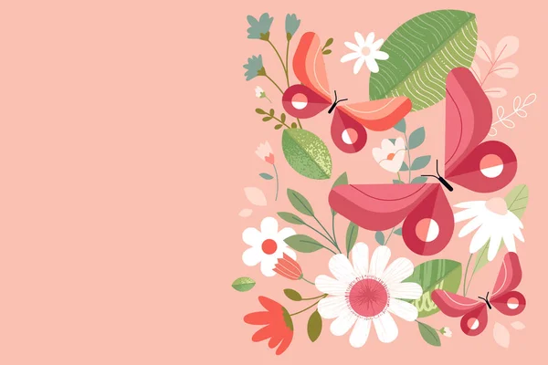 Fundo Floral Ilustração Vetorial Natureza Flor Olá Primavera Verão Beleza — Vetor de Stock