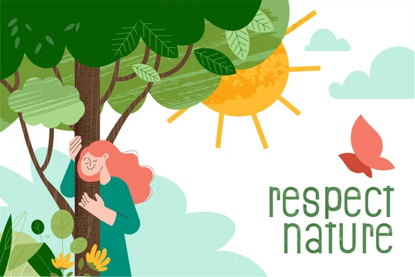 Ilustração Natureza Gozo Vida Ecologia Conceito Vetorial Para Banner Web —  Vetores de Stock