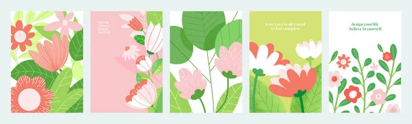 Set Alami Dan Bunga Vektor Ilustrasi Untuk Keindahan Dan Mode - Stok Vektor