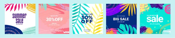 Sociala Medier Sommar Försäljning Banner Design Vektor Illustrationer För Shopping — Stock vektor