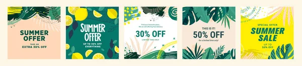 Sociální Média Letní Prodej Banner Designy Vektorové Ilustrace Pro Nakupování — Stockový vektor