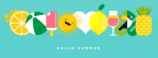 Hola Summer Diseño Plantilla Banner Web Concepto Ilustración Vectorial Para — Vector de stock